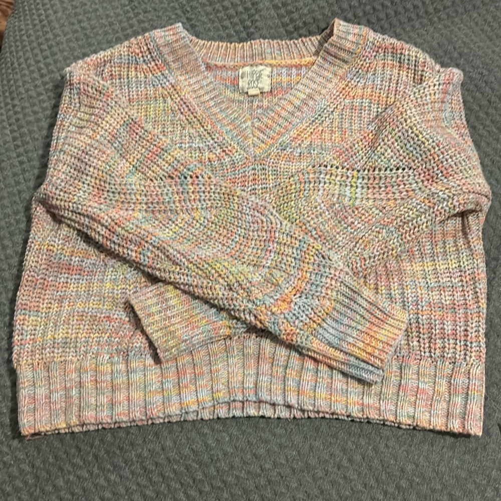 Hippie Rose Multi colored v-neck crop sweater